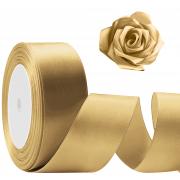 Flezoo Champagne Gold Ribbon 1 1/2inch, 25 Yards Satin Craft Ribbon, Single Face Polyester Silk Hair Ribbon, Fabric Ribbon for Bouquets, String Ribbon for Gift Wrapping, Bow Making and Decoration