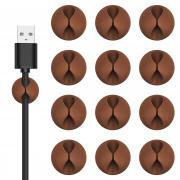 Flezoo Cord Holder Cable Clips, 12PCS Coffee Adhesive Cord Organizer Charger Holder Wire Management Keeper for Nightstand, Desk, Office or Mouse