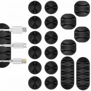 Flezoo Cable Clips Cord Holder - 18 PCS Black Adhesive Phone Cord Organizer Charger Holder Cable Wire Management Clips Keeper for Nightstand, Desk, Office or Mouse